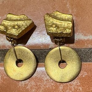 Alexa Jared Gold-Tone Drop Circle Clip Earrings